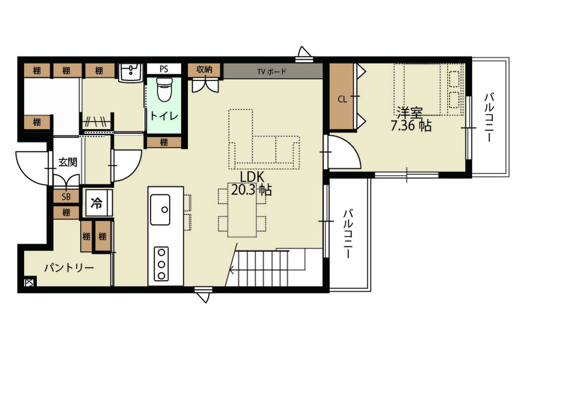 メゾネットタイプ1階
